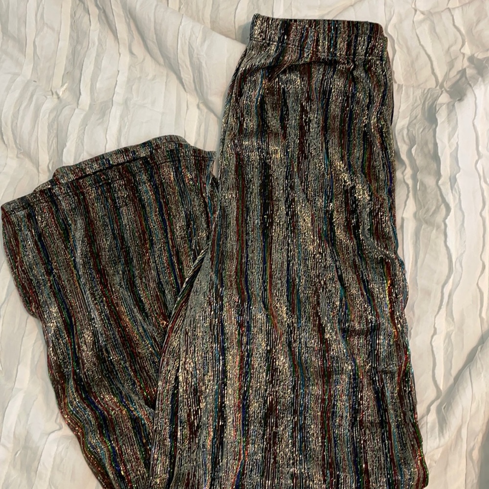 Topshop Sparkly Stripe Sheer Pants - M